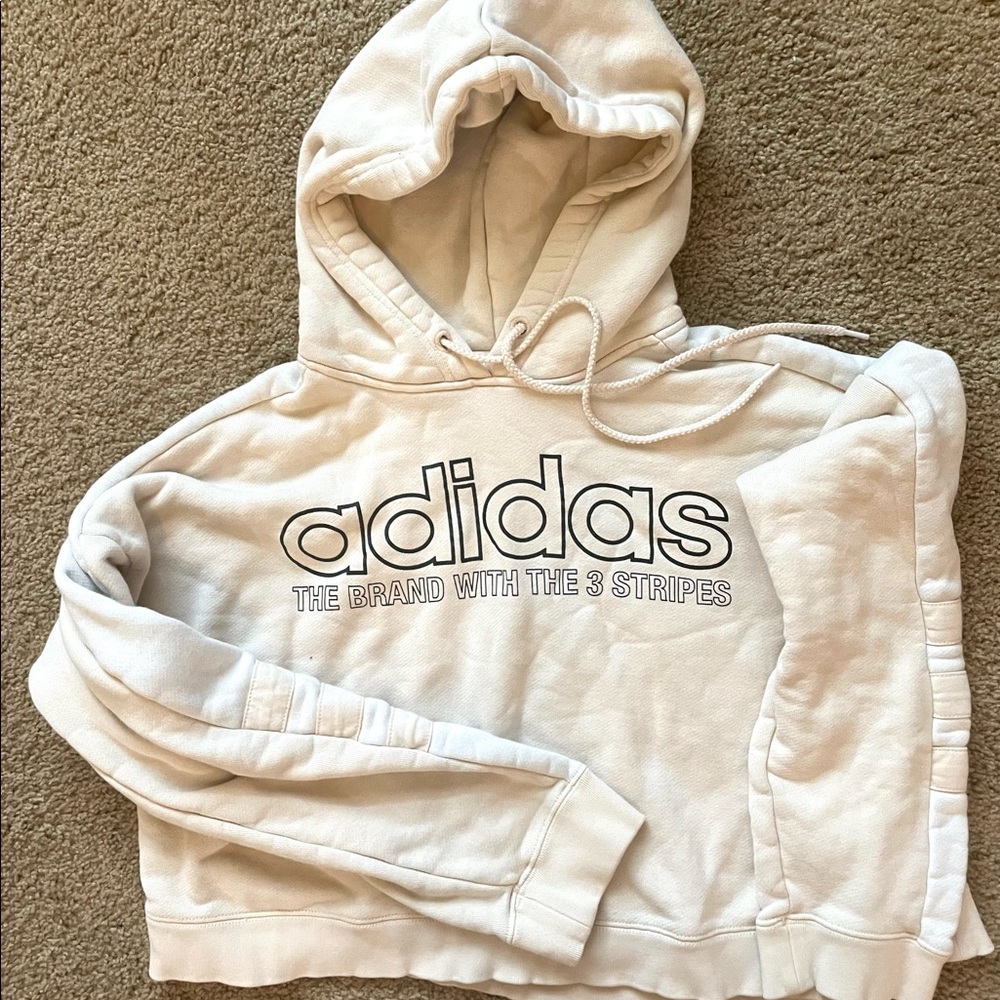Adidas cream cropped hoodie